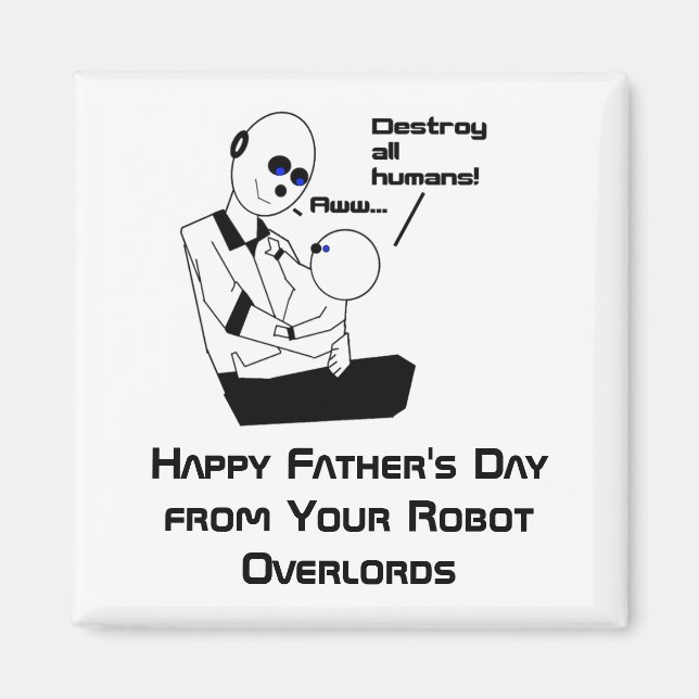 Funny Vatertag Robot Science Joke Cartoon Magnet (Vorne)