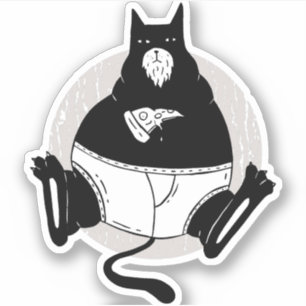Funny Vathers Day Fett Cat Vater Eating Pizza Cart Aufkleber