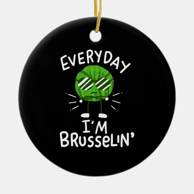 Funny Vegan Brussels Sprossen Keramik Ornament (Vorne)