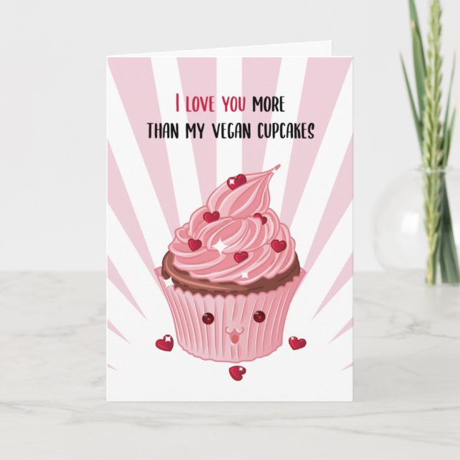Funny Vegan Cupcake, Valentinstag Karte (Vorderseite)