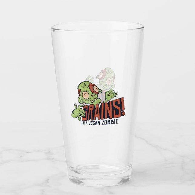 Funny Vegan Teen Graphics ZOMBIE WOLL GRAINS Glas (Vorderseite)