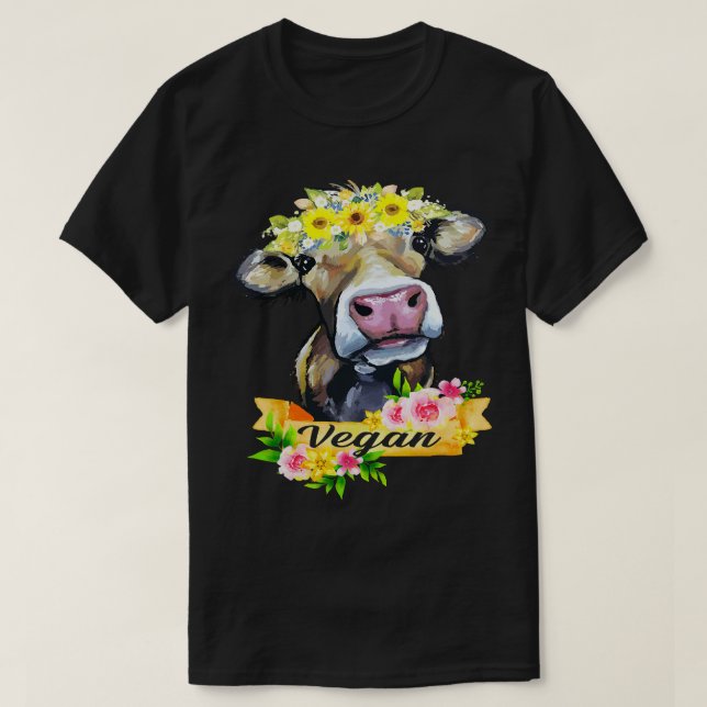 Funny Vegane Blume Kuh Vegetarian Lovers Tiere C T-Shirt (Design vorne)