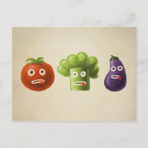 Funny Vegetables Broccoli Tomato Eggplant Postkarte