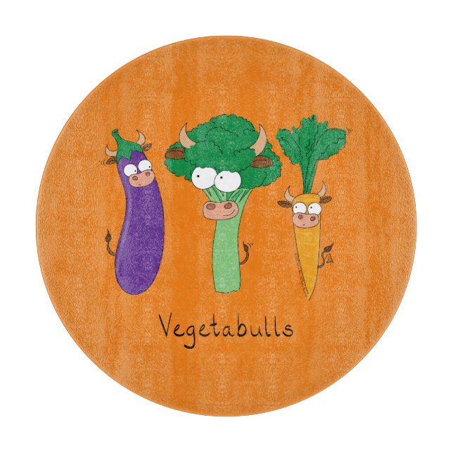 Funny Vegetables Niedlicher Cartoon Kinder Schneidebrett (Vorderseite)