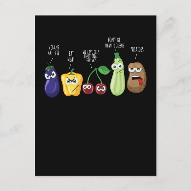 Funny Vegetables Spaß Vegan Sarcastic Zitat Postkarte (Vorderseite)