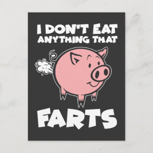 Funny Vegetarian Vegan Animal Lover Pub Pig Furz Postkarte