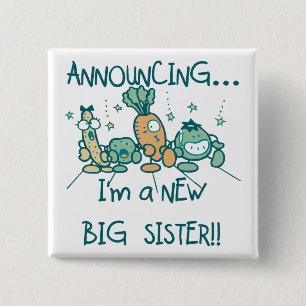 Funny Veggies New Big Sister Button