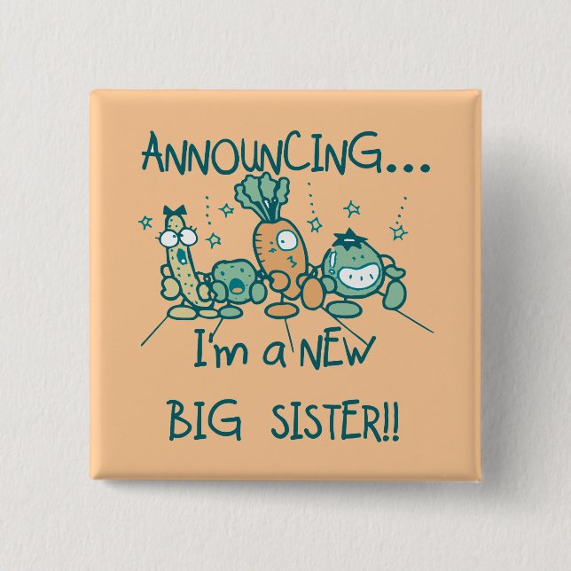 Funny Veggies New Big Sister Button (Vorderseite)