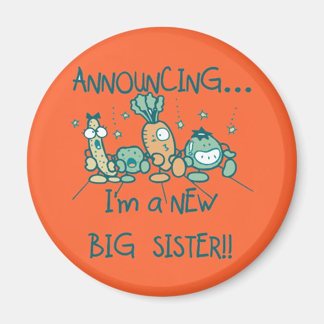 Funny Veggies New Big Sister Magnet (Vorne)