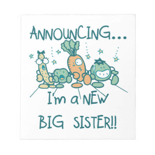 Funny Veggies New Big Sister Notizblock