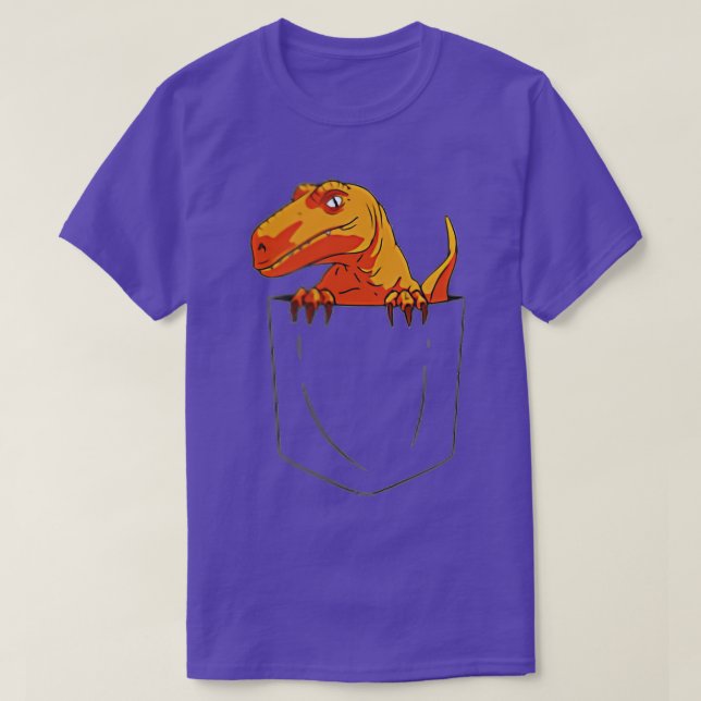 Funny Velociraptor Raptor in Pocket Dinosaur T-Shirt (Design vorne)