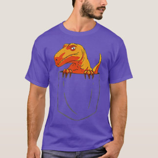 Funny Velociraptor Raptor in Pocket Dinosaur T-Shirt