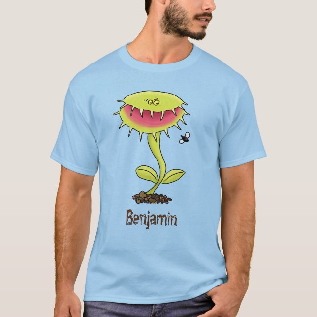Funny Venus Fliegenfalle Cartoon Illustration T-Shirt (Vorderseite)