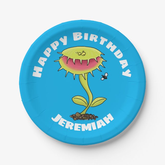 Funny Venus Fliegenfalle Pflanze Cartoon Pappteller (Vorderseite)