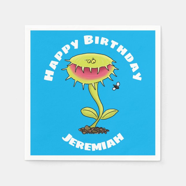 Funny Venus Fliegenfalle Pflanze Cartoon Serviette (Vorderseite)