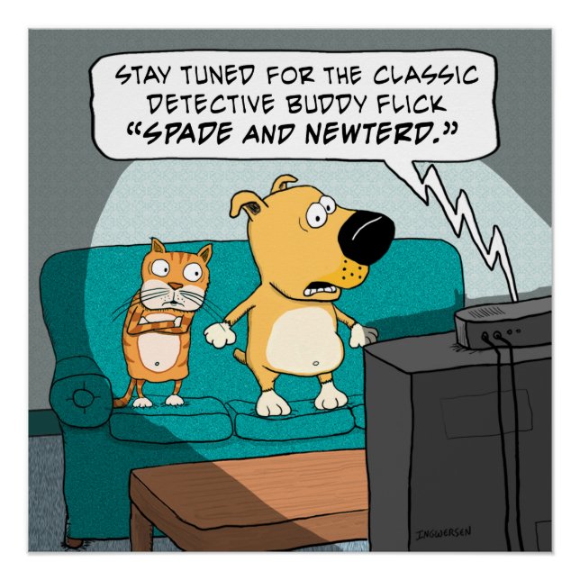 Funny verängstigt Cat and Doster Poster (Vorderseite)