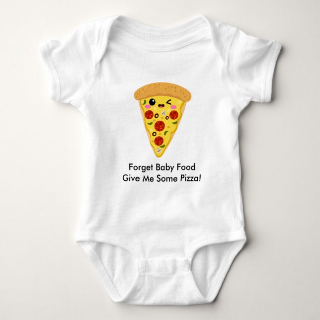 Funny Vergiss Baby Food Gib mir Pizza Baby Strampler (Vorderseite)