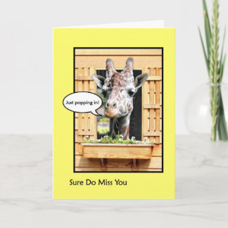 Funny Vermisst Sie, Niedliche Giraffe durch Fenste Karte