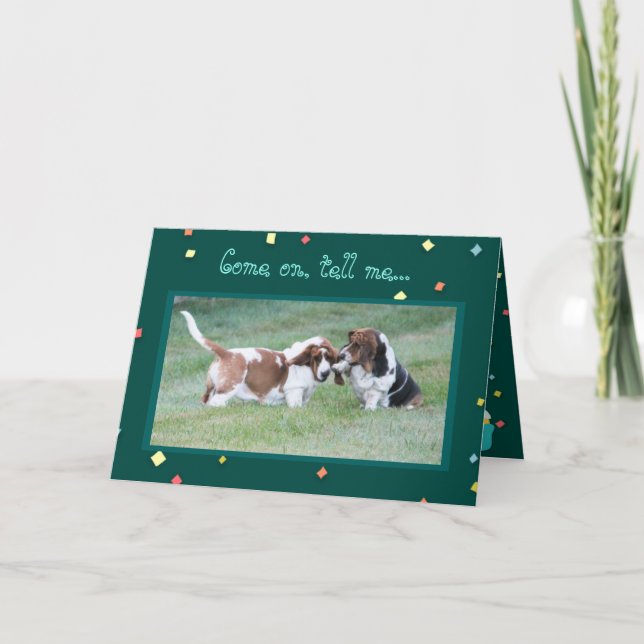 Funny "Vermisst You" Card mit Niedlichen Basset Ho Karte (Vorderseite)