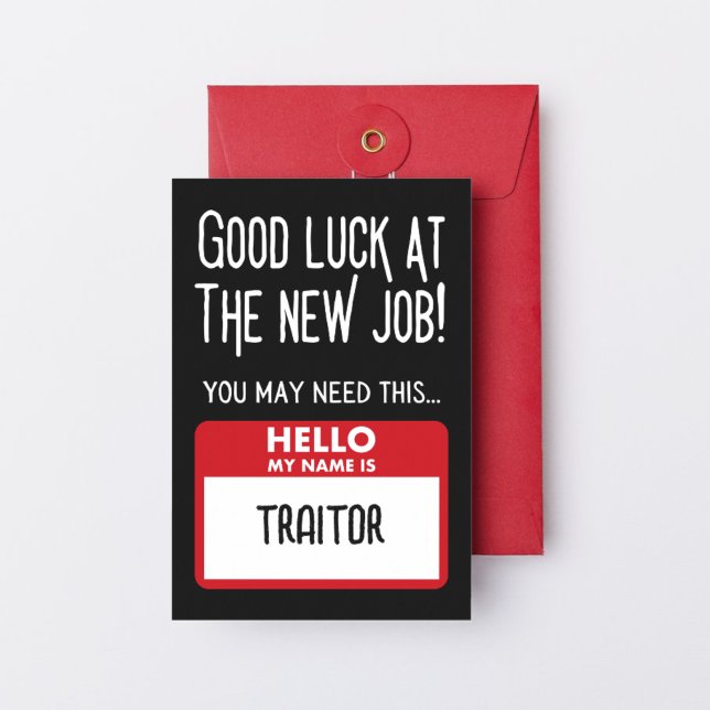 Funny 'Verräter Abzeichen' Mitarbeiter Verlasse Dankeskarte (Funny 'Traitor Badge' Coworker Leaving Thank You Card)
