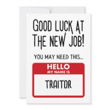 Funny 'Verräter Abzeichen' Mitarbeiter Verlasse