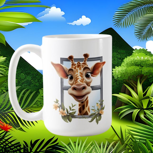 Funny verrückte Giraffe Dame fügt Text hinzu Kaffeetasse (Von Creator hochgeladen)