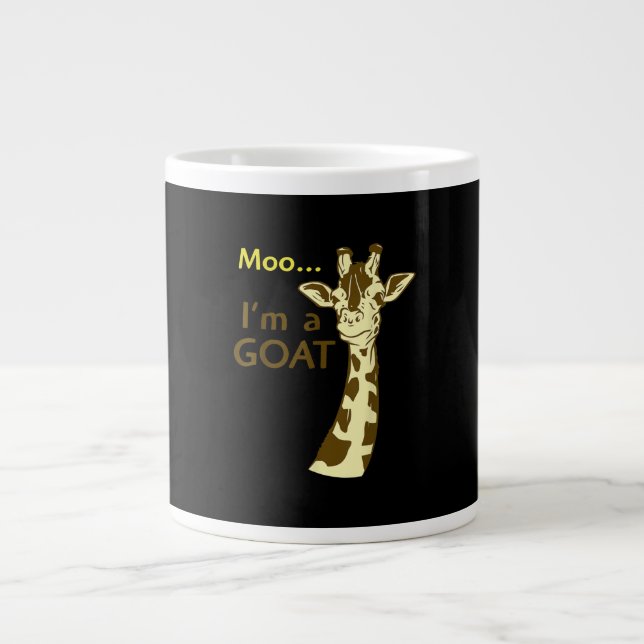 Funny verwirrt Giraffe Moo Ich bin eine Ziege Jumbo-Tasse (Vorderseite)