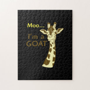 Funny verwirrt Giraffe Moo Ich bin eine Ziege Puzzle