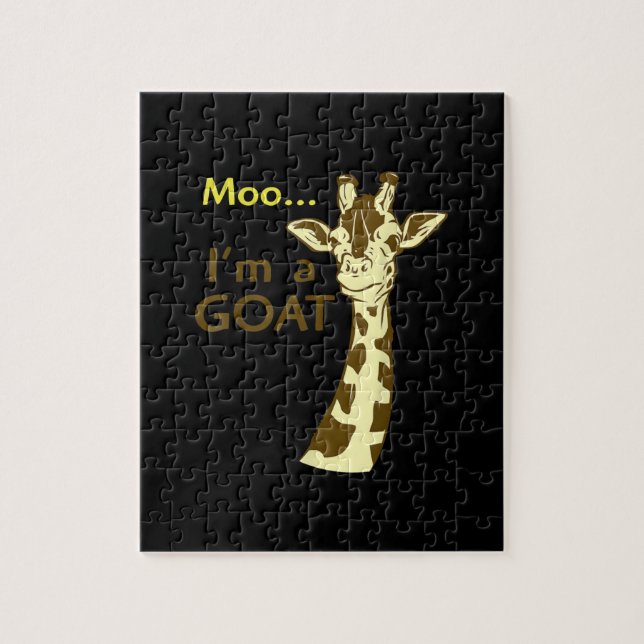 Funny verwirrt Giraffe Moo Ich bin eine Ziege Puzzle (Vertikal)