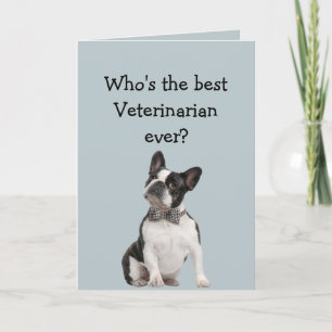 Funny Veterinarian Thank You Wishes Boston Terrier Karte
