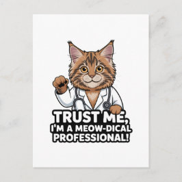Funny Veterinary Cat Humor Illustration Postkarte