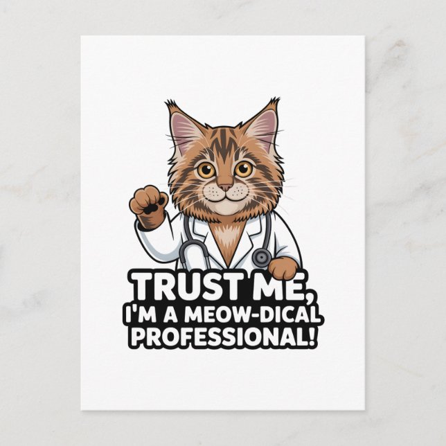 Funny Veterinary Cat Humor Illustration Postkarte (Vorderseite)