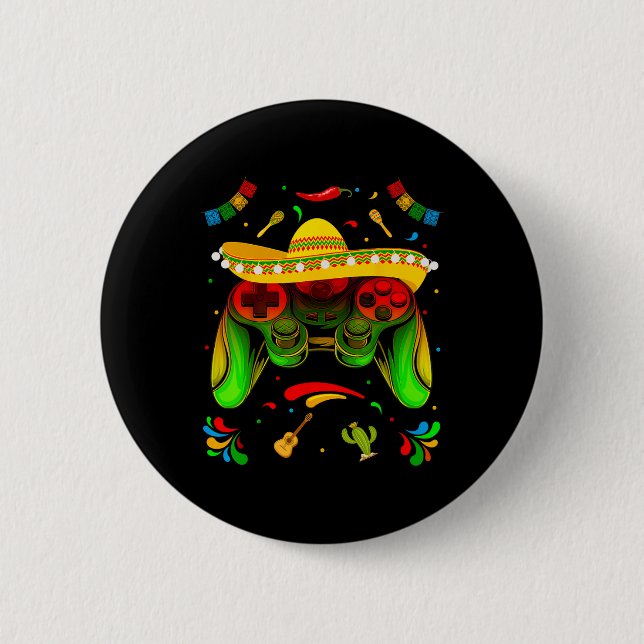 Funny Video Game Cinco De Mayo Boys Kinder Fie Fie Button (Vorderseite)