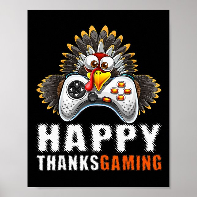 Funny Video Game Console Türkei Erntedank Gamer Poster (Vorne)