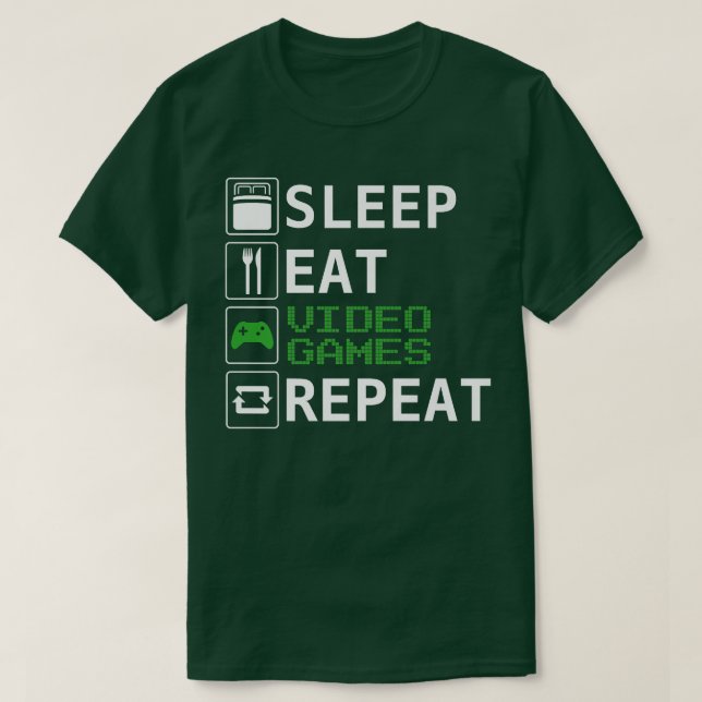 Funny Video Gamer Sleep, Eat, Video Games, wiederh T-Shirt (Design vorne)