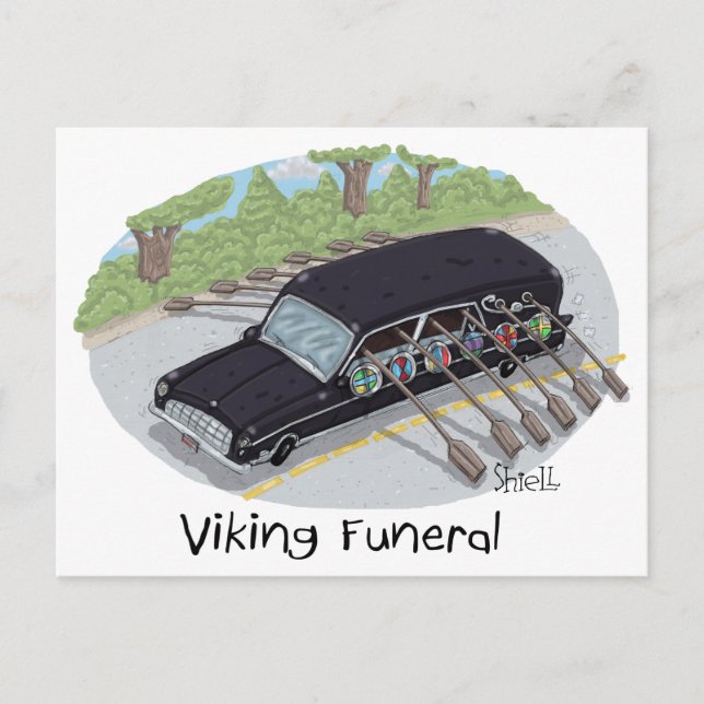 Funny Viking Beerdigung Post Card Postkarte (Vorderseite)
