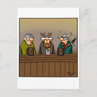Funny Viking Drinks Cartoon Postkarte