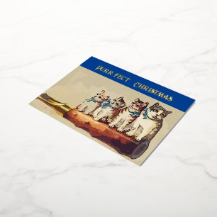 Funny Viktorianisch Christmas Cats Folien Feiertagspostkarte