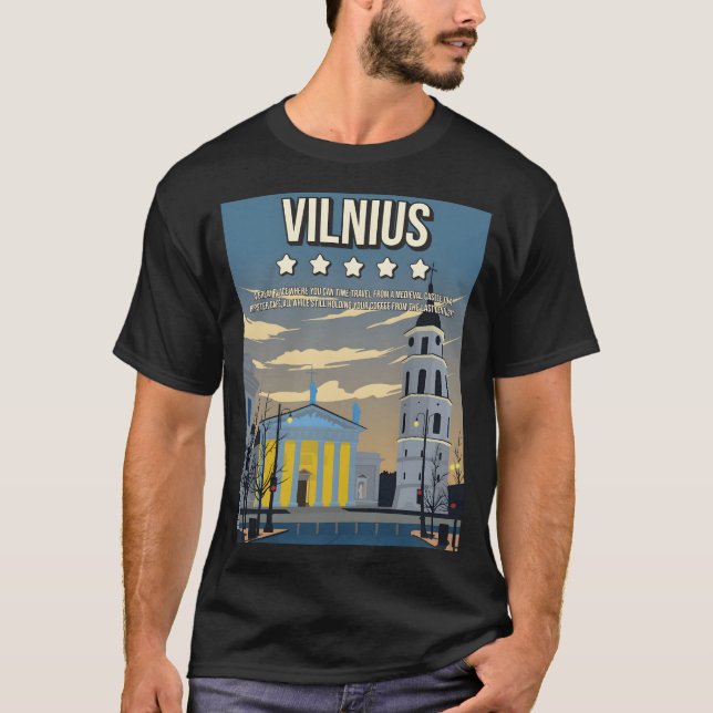 Funny Vilnius Litauen 5 Sterne Review Travel Poste T-Shirt (Vorderseite)