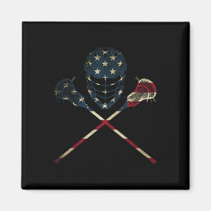 Funny Vintag American Flag Lacrosse US Sport Men Magnet