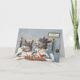 Funny Vintag Animal Card - Esel im Bett Karte