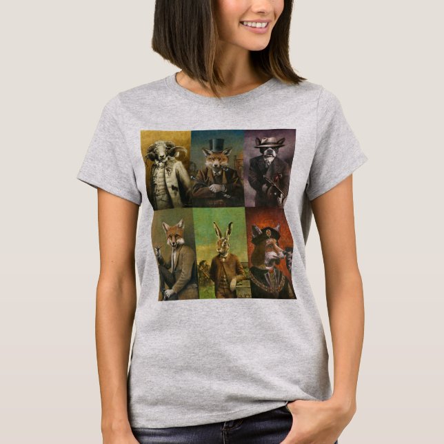 Funny Vintag Animals Montage Frauen T - Shirt (Vorderseite)