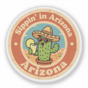 Funny Vintag Arizona Sippin Cactus Aufkleber