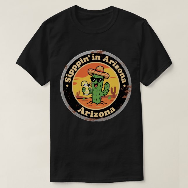 Funny Vintag Arizona Sippin Cactus T-Shirt (Design vorne)