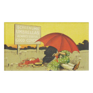 Funny Vintag Beach Regenschirm Liebhaber Namenschild