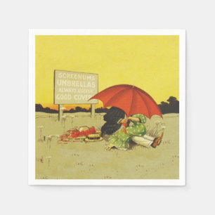 Funny Vintag Beach Regenschirm Liebhaber Serviette