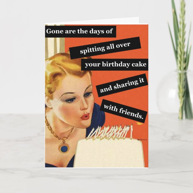 Funny Vintag Birthday Card bläst Kerzen aus Karte (Vorderseite)