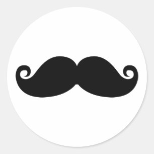 Funny Vintag Black Mustache Runder Aufkleber