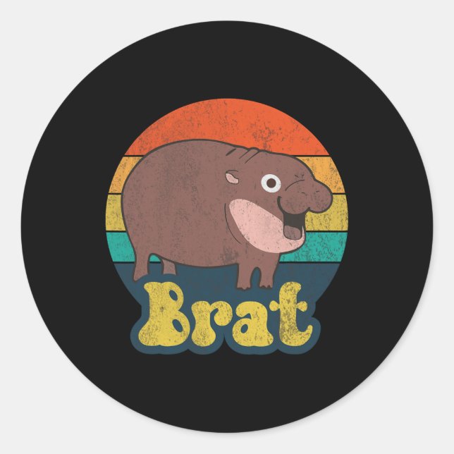 Funny Vintag Brat Ba Runder Aufkleber (Vorderseite)