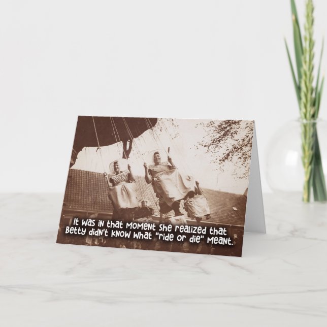 Funny Vintag Card - Reiten oder Die Karte (Vorderseite)